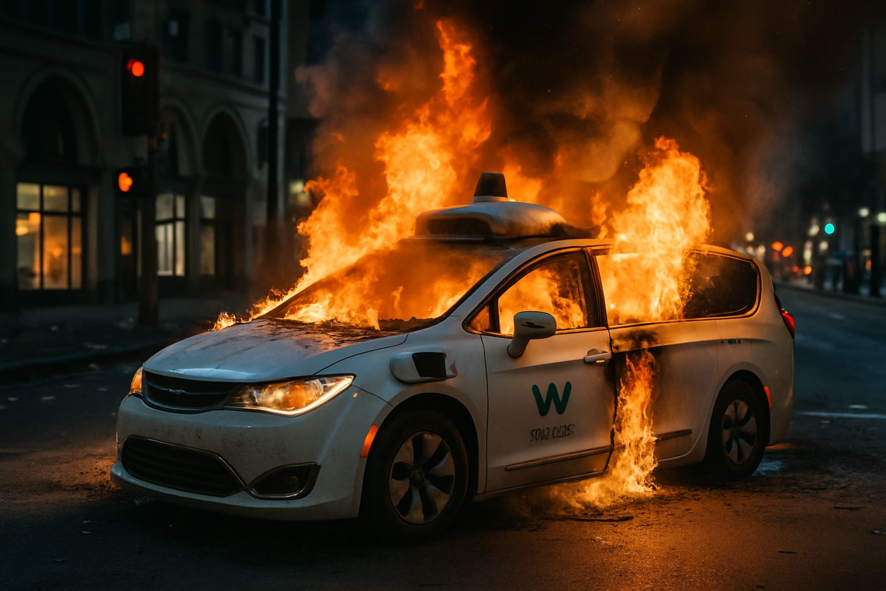 Waymo Halts Downtown LA Robotaxis After Anti-ICE Rioters Set Vehicles Ablaze Amid Chaos